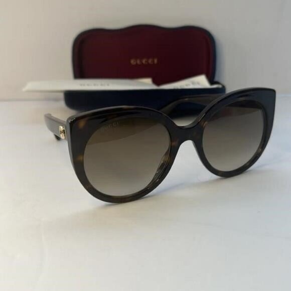 New Authentic GUCCI  Acetate Cat Eye Sunglasses GG0325S Tortoise - Picture 8 of 11